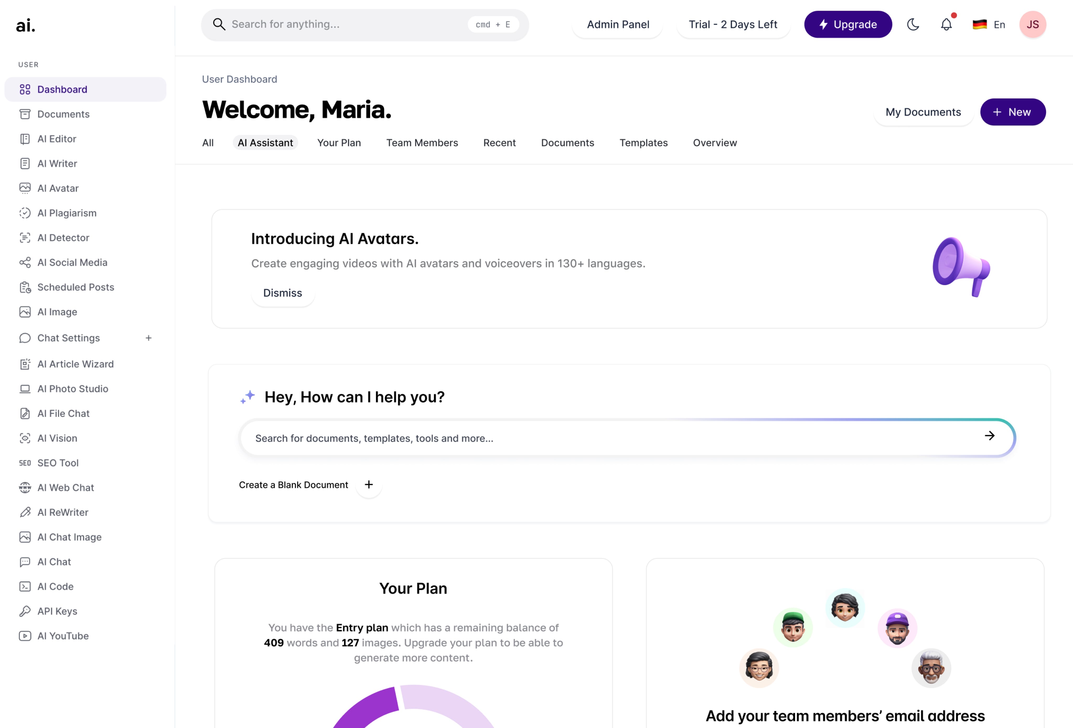 Image of MagicAI dashboard